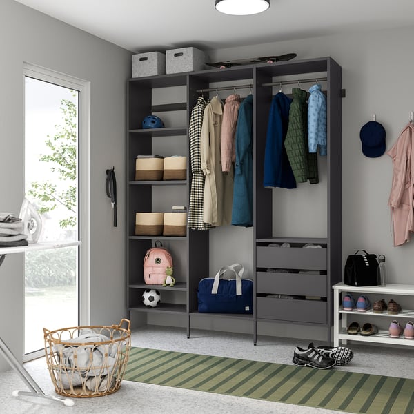 AURDAL Combinación de armario, gris oscuro, 74 3/4x15 3/4x87 "