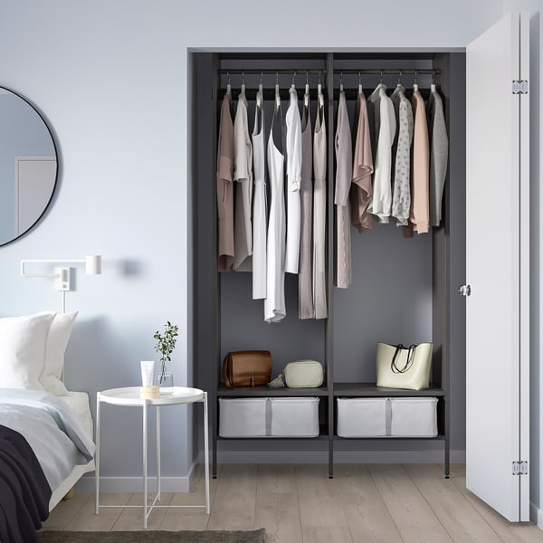 AURDAL Combinación de armario, gris oscuro, 49 1/4x15 3/4x87 "