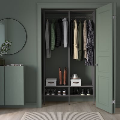 AURDAL Combinación de armario, gris oscuro, 49 1/4x15 3/4x87 "