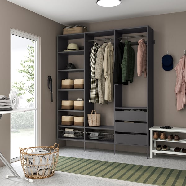 AURDAL Combinación de armario, gris oscuro, 74 3/4x15 3/4x87 "
