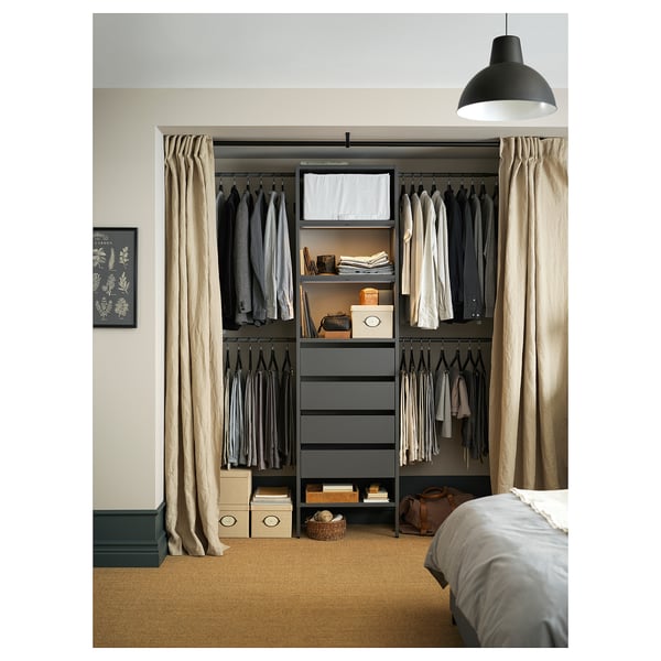 AURDAL Combinación de armario, gris oscuro, 68 1/2-94 1/2x15 3/4x87 "