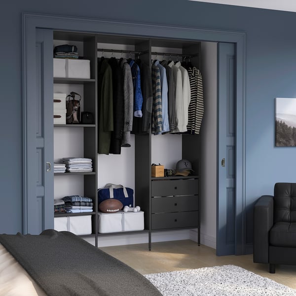 AURDAL Combinación de armario, gris oscuro, 74 3/4x15 3/4x87 "
