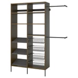 AURDAL Combinación de armario, marrón chapa de roble teñida/gris oscuro, 70 5/8-83 5/8x15 3/4x87 "