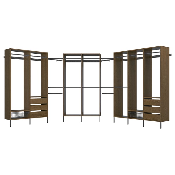 AURDAL Combinación de armario, marrón chapa de roble teñida/gris oscuro, 70 7/8-118 1/8x15 3/4x87 "