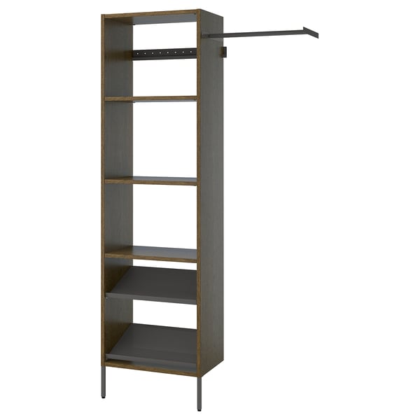 AURDAL Combinación de armario, marrón chapa de roble teñida/gris oscuro, 47-60x15 3/4x87 "