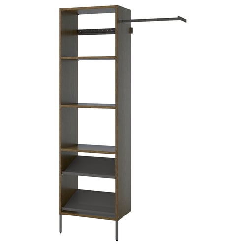 AURDAL Combinación de armario, marrón chapa de roble teñida/gris oscuro, 47-60x15 3/4x87 "