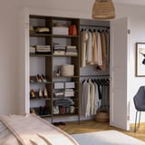 AURDAL Combinación de armario, marrón chapa de roble teñida/gris oscuro, 70 5/8-83 5/8x15 3/4x87 "