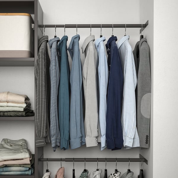 AURDAL Riel para ropa extensible, gris oscuro, 22 3/8-35 3/8 "