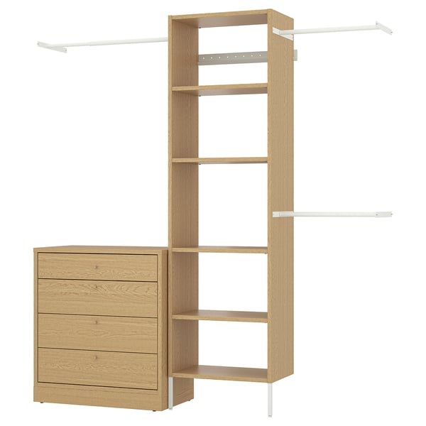 AURDAL / TONSTAD Muebles de dormitorio, juego de 2, chapa de roble/blanco