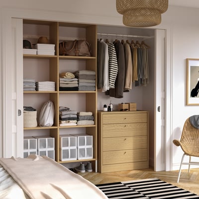 AURDAL / TONSTAD Muebles de dormitorio, juego de 2, chapa de roble/blanco