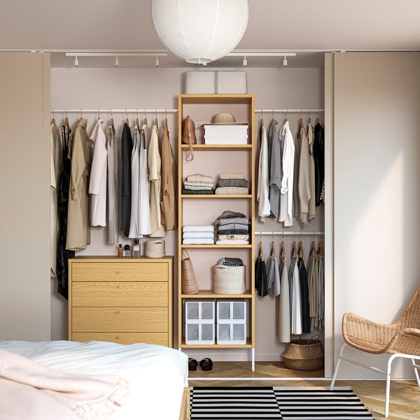 AURDAL / TONSTAD Muebles de dormitorio, juego de 2, chapa de roble/blanco