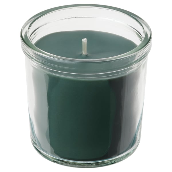 AVMÅLA Vela aromática recipiente de vidrio, Menta/verde oscuro, 20 hr