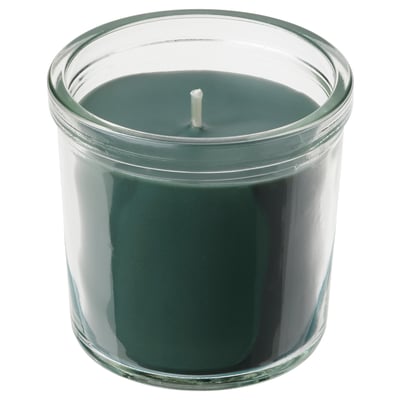 AVMÅLA Vela aromática recipiente de vidrio, Menta/verde oscuro, 20 hr