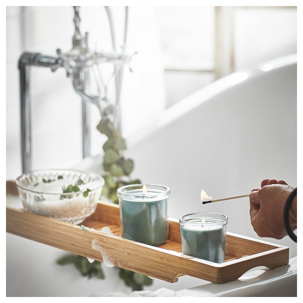 AVMÅLA Vela aromática recipiente de vidrio, Menta/verde oscuro, 20 hr