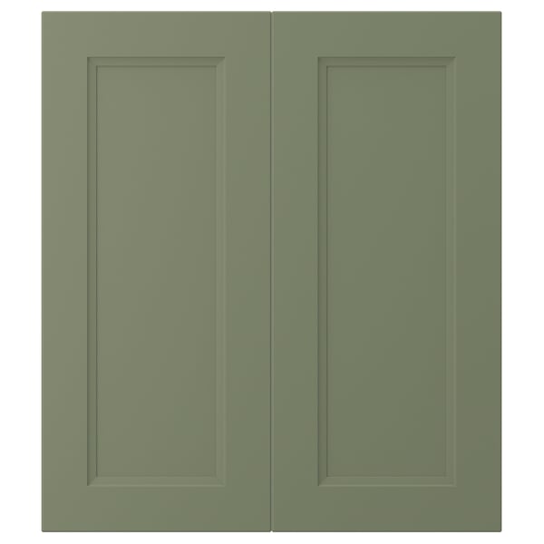 AXSTAD Puerta gabinete bajo esquina, 2pz, gris-verde, 13x30 "