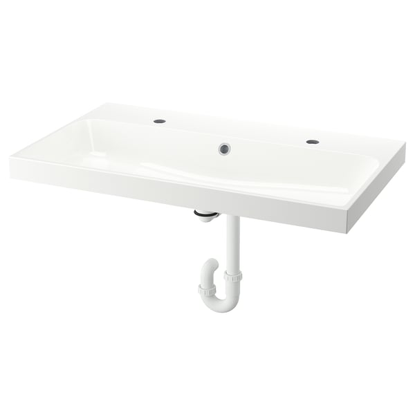BACKSJÖN Lavamanos+sifón, blanco, 36 1/8x21 "