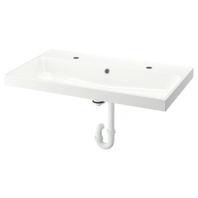 BACKSJÖN Lavamanos+sifón, blanco, 36 1/8x21 "