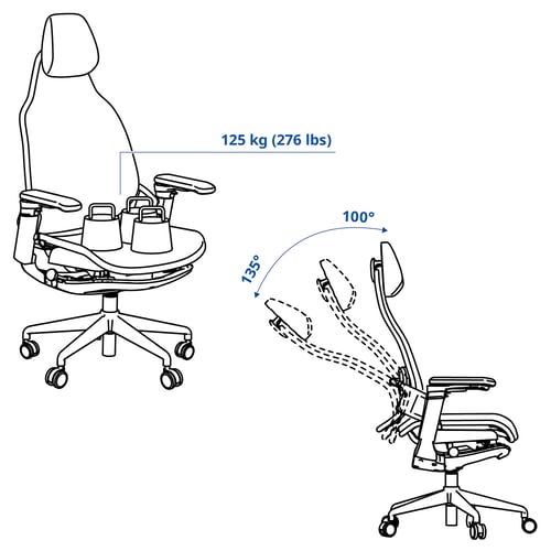 BÄSTBOLL Sillón para gaming, azul/Mjuk gris claro