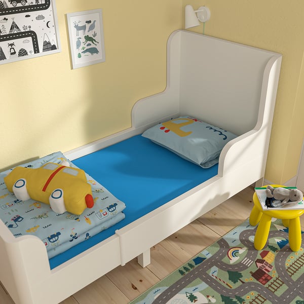 BARNDRÖM Sábana ajustable de cama extensible, azul, 38 1/4x61 "