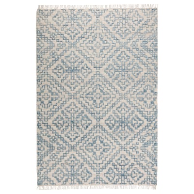 BEFODRAN Alfombra de pelo largo, azul claro/hecho a mano, 5 ' 3 "x7 ' 7 "