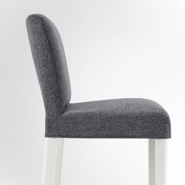 BERGMUND Taburete de bar con respaldo, altura de encimera de cocina blanco/Gunnared gris, 24 3/8 "