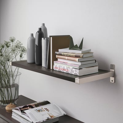 BERGSHULT / GRANHULT Estante de pared, marrón-negro/niquelado, 31 1/2x11 3/4 "