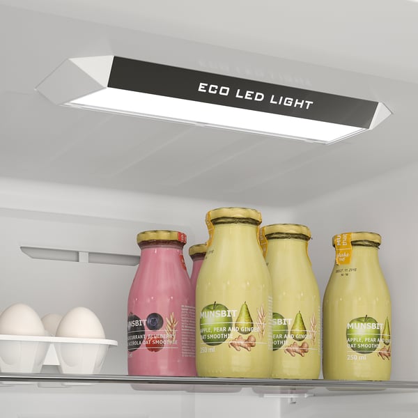 BERGSNÄS Refrigerador+congelador inferior, color de acero inoxidable, 11 cu.ft