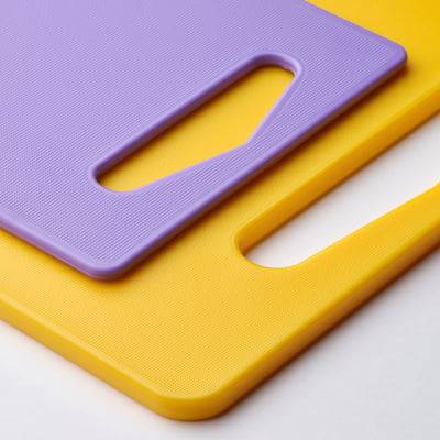 BERGTUNGA Tabla para picar, juego de 2, amarillo vivo/lila
