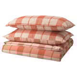BESKSÖTEMAL Funda nórdica+funda(s) de almohada, marrón rojizo/a cuadros, Tamaño Full/Queen (Doble/Queen)
