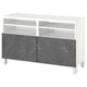 BESTÅ Banco para TV+puertas, blanco/Bergsviken/Stubbarp negro, 47 1/4x16 1/2x29 1/8 "