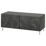 BESTÅ Banco para TV+puertas, gris oscuro/Bergsviken/Ösarp negro, 47 1/4x16 1/2x18 7/8 "
