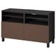 BESTÅ Banco para TV+puertas, negro-marrón Björköviken/Stubbarp/marrón chapa de roble teñida, 47 1/4x16 1/2x29 1/8 "