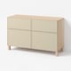 BESTÅ Comb almacenamiento+puertas/cajones, efecto de roble teñido en blanco/Krukmakare beige, 47 1/4x16 1/2x29 1/8 "
