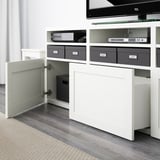 BESTÅ Comb almacenamiento TV/prta vidrio, blanco/Hanviken vidrio transparente blanco, 70 7/8x16 1/2x75 5/8 "