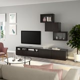 BESTÅ Comb almacenamiento TV/prta vidrio, negro-marrón/Lappviken vidrio transparente negro-marrón, 94 1/2x16 1/2x74 3/4 "