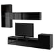 BESTÅ Comb almacenamiento TV/prta vidrio, negro-marrón/Selsviken alto brillo/vidrio transp negro, 118 1/8x16 1/2x83 1/8 "