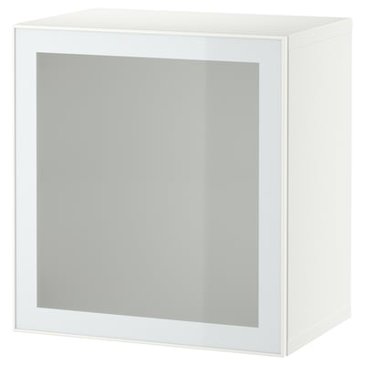 BESTÅ Comb de gabinetes montados pared, blanco Glassvik/blanco/verde claro vidrio esmerilado, 23 5/8x16 1/2x25 1/4 "