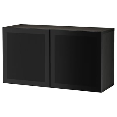 BESTÅ Comb de gabinetes montados pared, negro-marrón Mörtviken/negro, 47 1/4x16 1/2x25 1/4 "