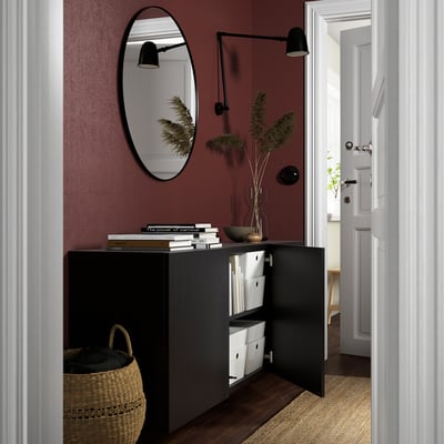 BESTÅ Comb gabinetes montados pared, negro-marrón/Lappviken negro-marrón, 70 7/8x16 1/2x25 1/4 "