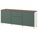 BESTÅ Combinación almacenamiento+cajones, blanco/Krukmakare gris verdoso oscuro, 70 7/8x16 1/2x29 5/8 "