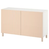 BESTÅ Combinación almacenamiento+puertas, blanco/Björköviken/Mejarp chapa de abedul, 47 1/4x16 1/2x29 1/8 "