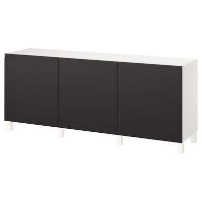 BESTÅ Combinación almacenamiento+puertas, blanco/Hammarsmed/Stubbarp antracita, 70 7/8x16 1/2x29 1/8 "