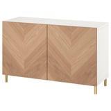 BESTÅ Combinación almacenamiento+puertas, blanco/Hedeviken/Ösarp chapa de roble, 47 1/4x16 1/2x29 1/8 "