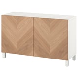 BESTÅ Combinación almacenamiento+puertas, blanco/Hedeviken/Stubbarp chapa de roble, 47 1/4x16 1/2x29 1/8 "