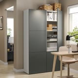 BESTÅ Combinación almacenamiento+puertas, blanco/Lappviken gris oscuro, 47 1/4x16 1/2x76 "