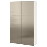 BESTÅ Combinación almacenamiento+puertas, blanco/Riksviken efecto de bronce claro, 47 1/4x16 1/2x76 "