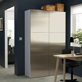 BESTÅ Combinación almacenamiento+puertas, blanco/Riksviken efecto de bronce claro, 47 1/4x16 1/2x76 "