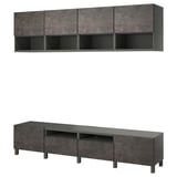 BESTÅ Combinación de almacenaje para TV, gris oscuro/Kallviken/Stubbarp gris oscuro, 94 1/2x16 1/2x90 1/2 "