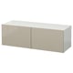 BESTÅ Estantería con puertas, blanco/Selsviken alto brillo/beige, 47 1/4x16 1/2x15 "