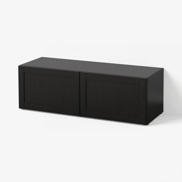 BESTÅ Estantería con puertas, negro-marrón/Hanviken negro-marrón, 47 1/4x16 1/2x15 "